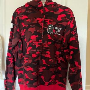Bape x Faze Clan Red and Black Camo Hoodie